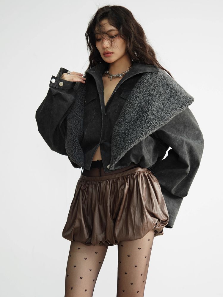 PU Leather Short Skirt Pants [S0000010911]