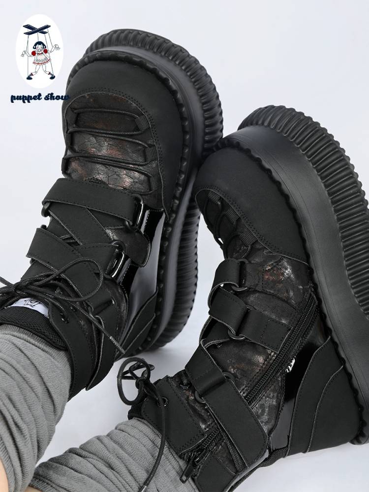 Asian punk platform ankle boots【s0000011438】