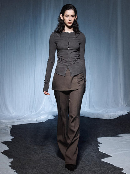 Fake two piece slim fit pants【s0000007435】