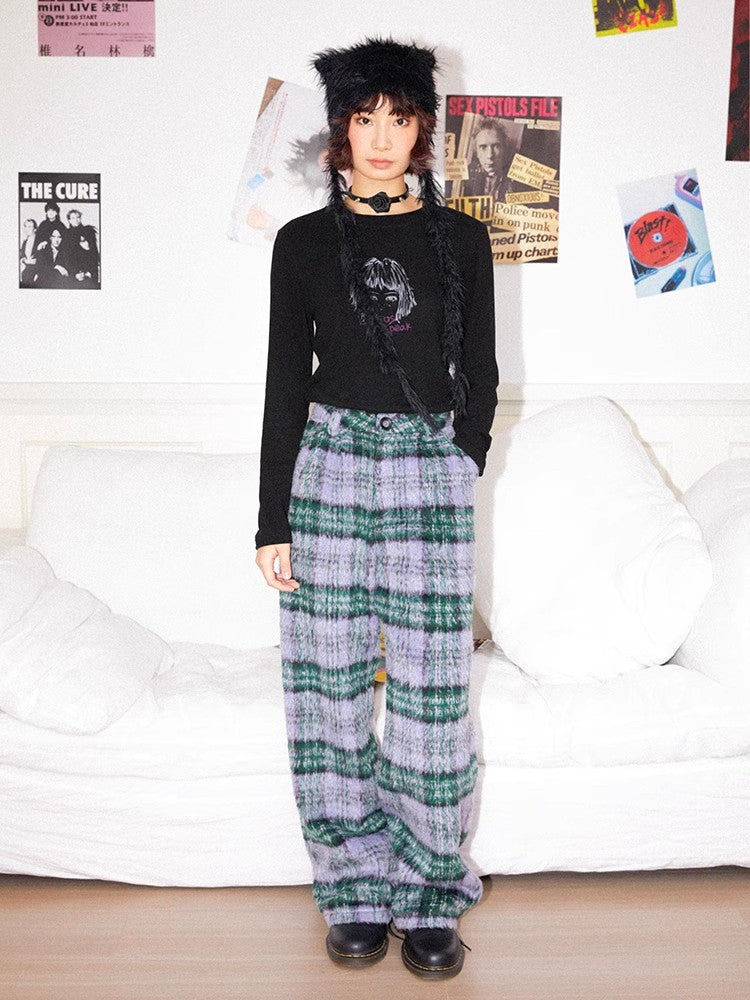 Plaid long casual pants【s0000011125】