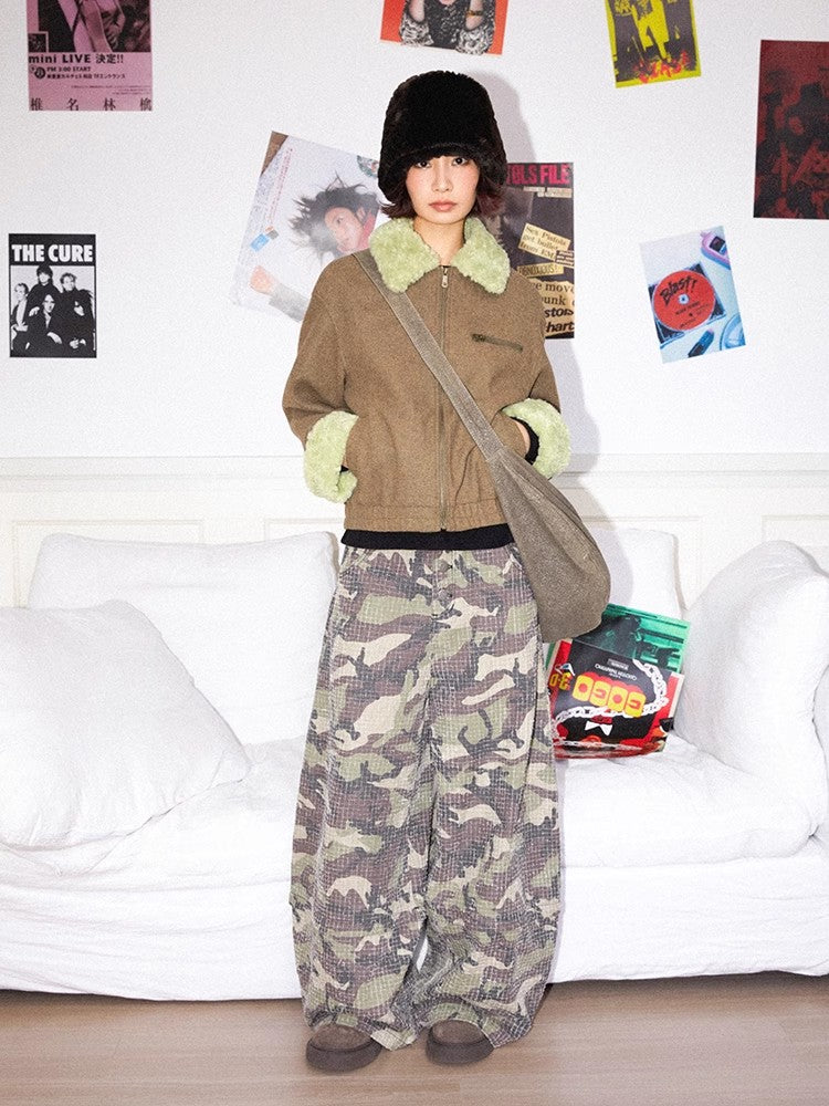 Retro-style distressed camouflage pants【s0000011545】