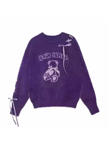 Purple Bear Ribbon Sweater [S0000010666]