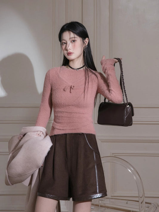 Red orange velvet tops【s0000005837】