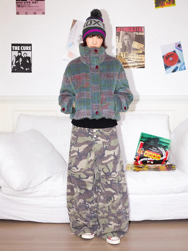 Embroidered plaid loose cotton jacket【s0000011128】