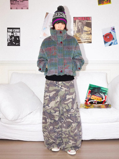 Embroidered plaid loose cotton jacket【s0000011128】