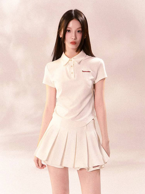 Short sleeve polo shirt and pleated skirt【s0000008410】