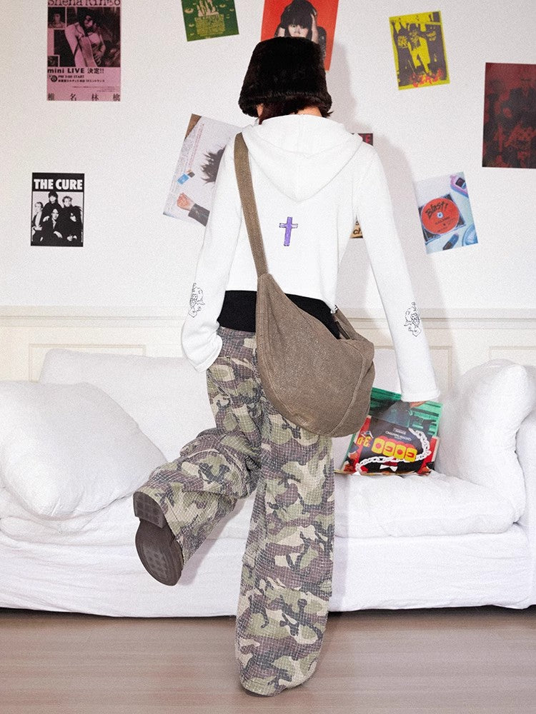 Retro-style distressed camouflage pants【s0000011545】