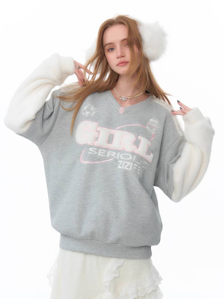 Sports style V-neck sweatshirt【s0000011086】