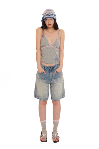 Velvet edge adjustable straps camisole【s0000013434】