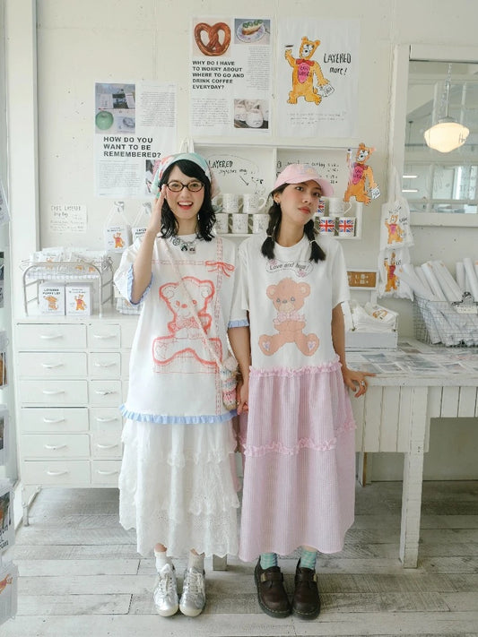 Pink Plaid Faux Two Piece T-Shirt Skirt【s0000008346】