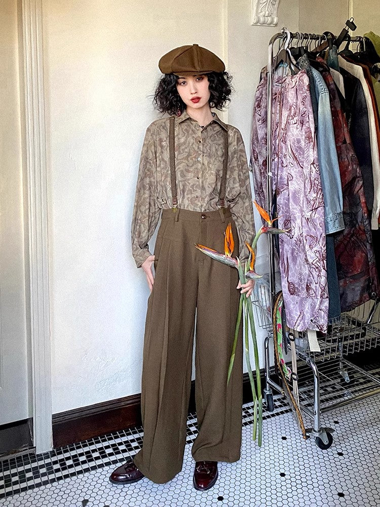 Retro loose suspender pants【s0000009794】