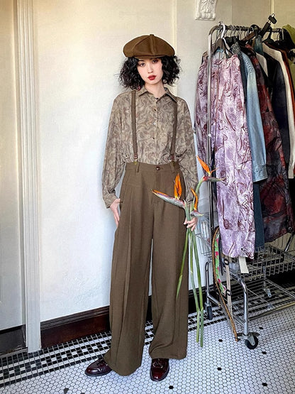 Retro loose suspender pants【s0000009794】