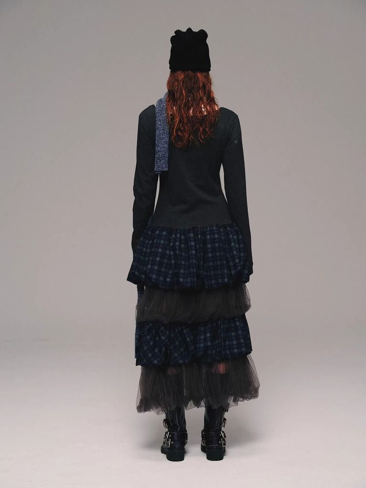 BlueBerry Plaid Cake Skirt [S0000010137]