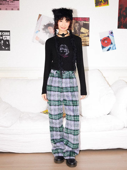 Plaid long casual pants【s0000011125】