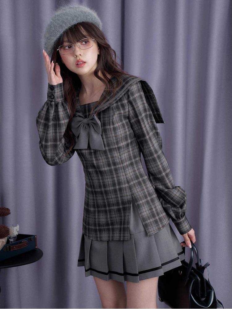 Plaid Sailor Collar Dress Jacket [S0000010697]