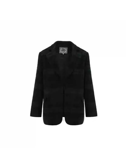 Plaid oversized wool suit jacket【s0000011377】