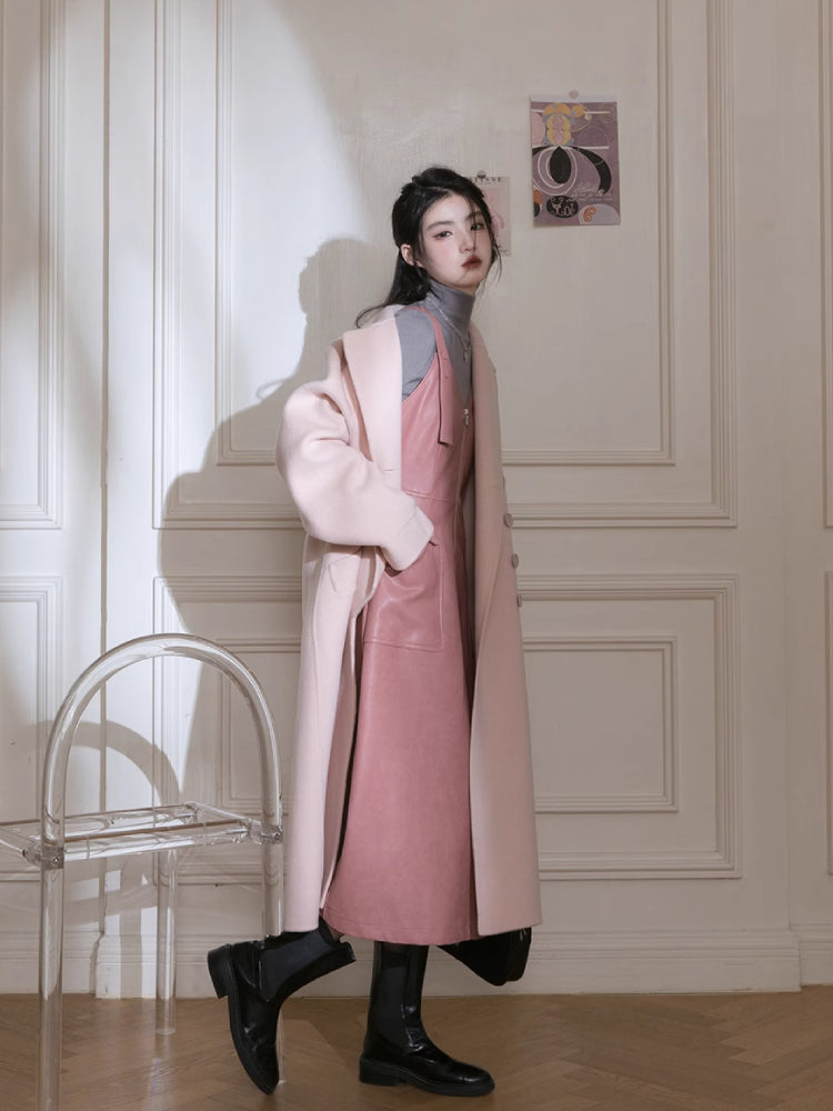 Romantic leather suspender dress【s0000005782】