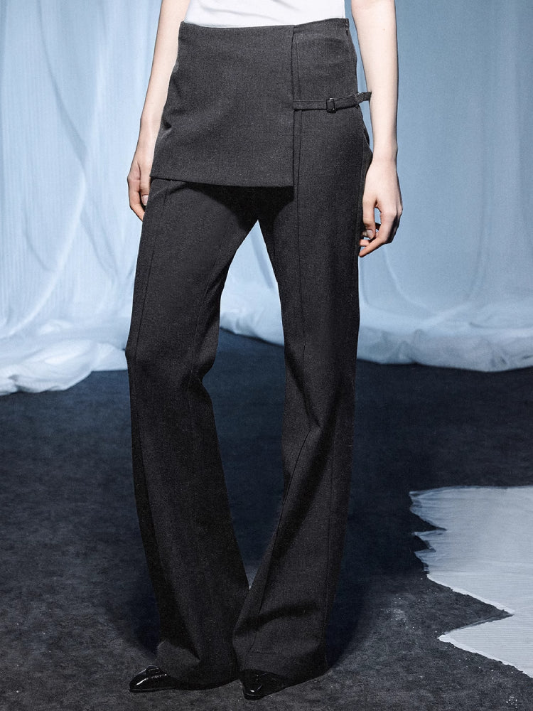 Fake two piece slim fit pants【s0000007435】