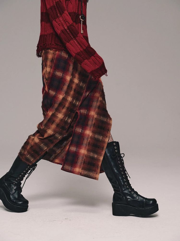 Plaid fishtail skirt【s0000011458】