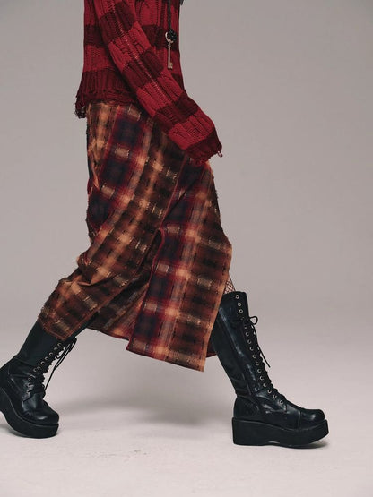 Plaid fishtail skirt【s0000011458】