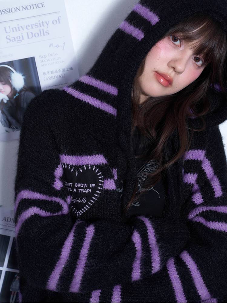 Striped hooded sweater jacket【s0000011299】