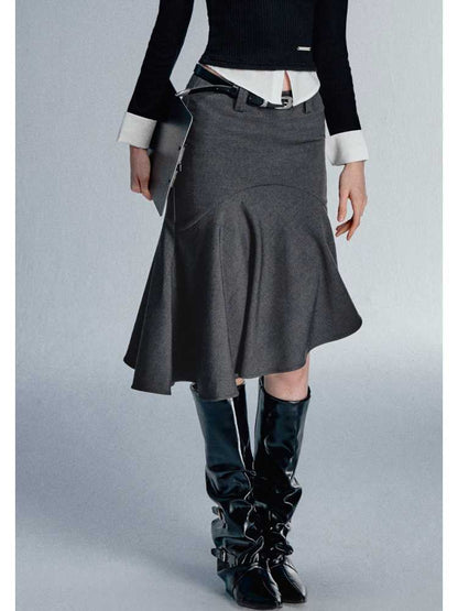 DARK GREY FISHTAIL SKIRT [S0000010596]