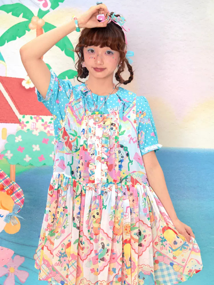 Retro print overskirt【s0000009530】