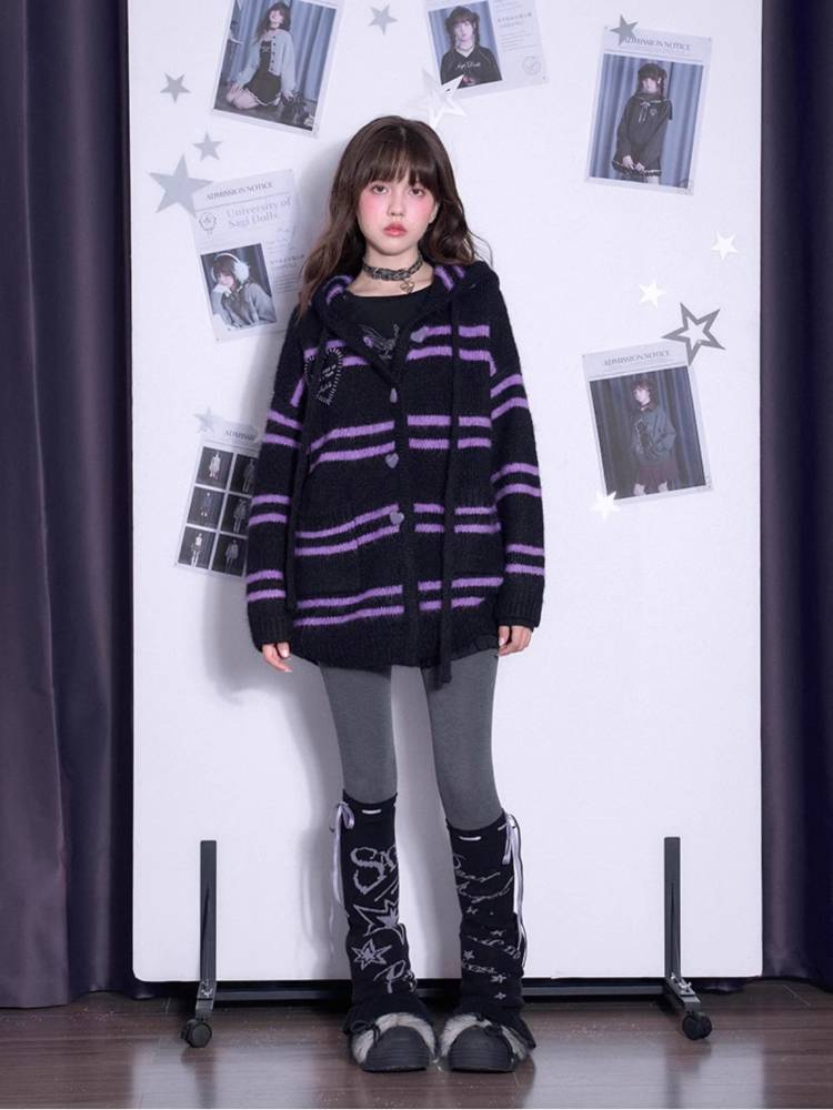 Striped hooded sweater jacket【s0000011299】