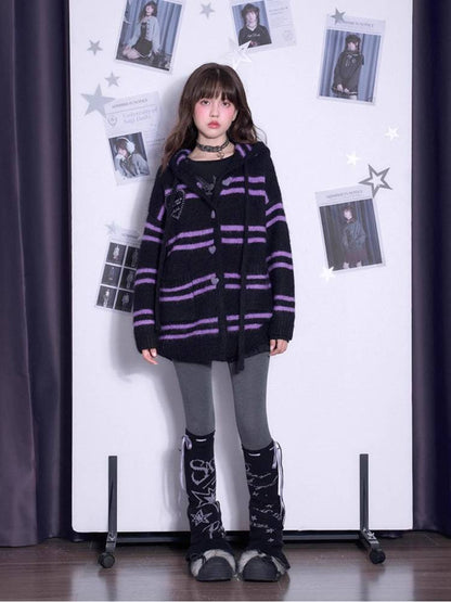 Striped hooded sweater jacket【s0000011299】