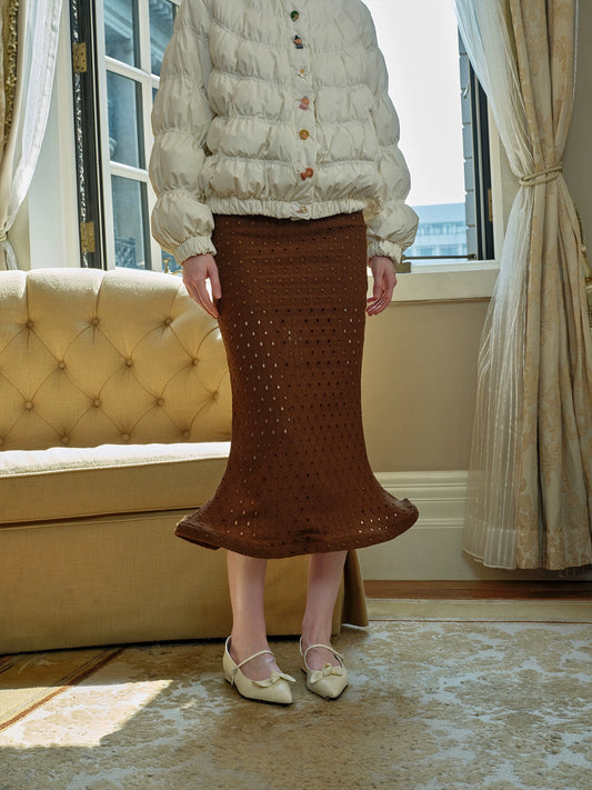 Dimensional Hem Pretty Knit Half Body Skirt【s0000005423】