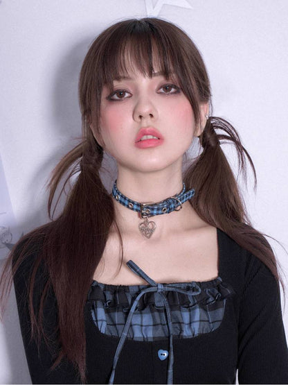 Plaid choker necklace【s0000011288】