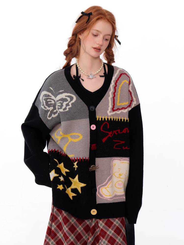 Retro V-neck cardigan jacket【s0000011039】