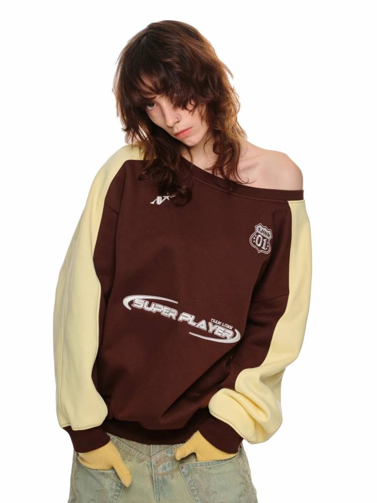 Off-the-shoulder jersey sweatshirt【s0000011412】