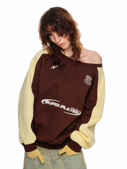 Off-the-shoulder jersey sweatshirt【s0000011412】