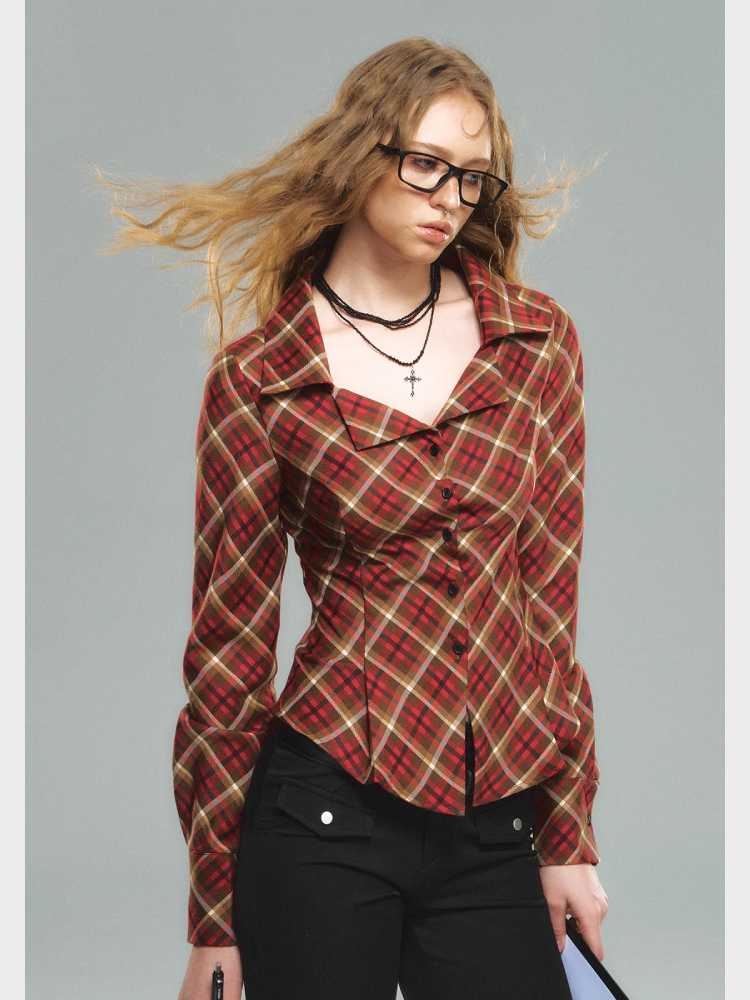 Red Plaid Waist Shirt [S0000010589]