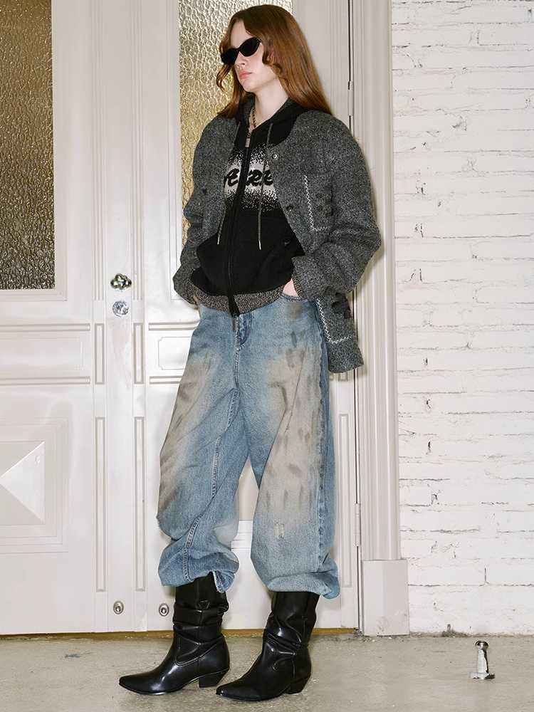 Distressed wide leg pants【s0000010795】