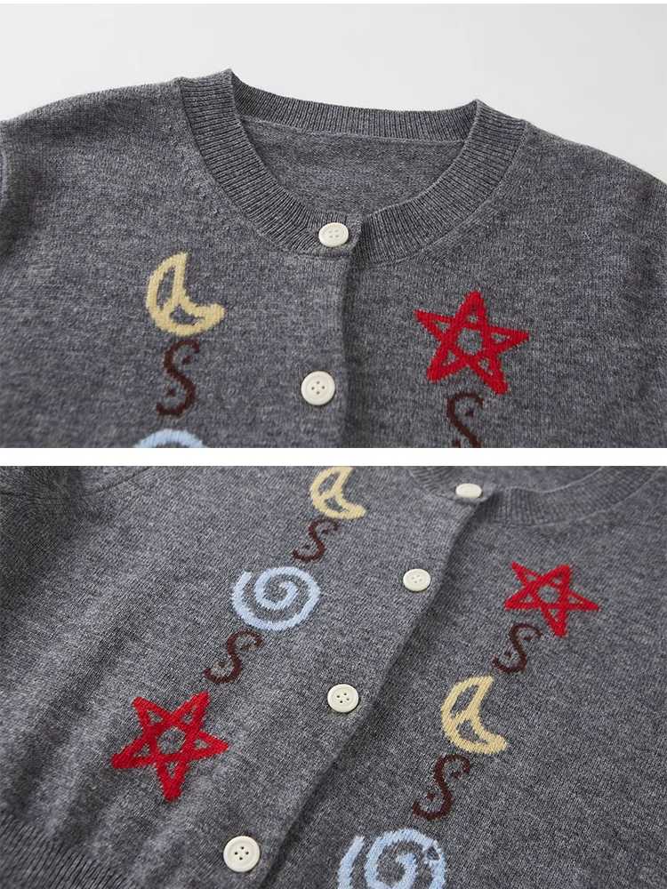 Star and Moon Pattern Knitted Cardigan [S0000010821]