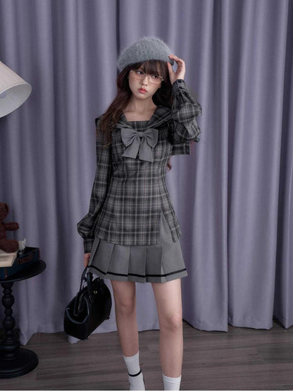 Plaid Sailor Collar Dress Jacket [S0000010697]