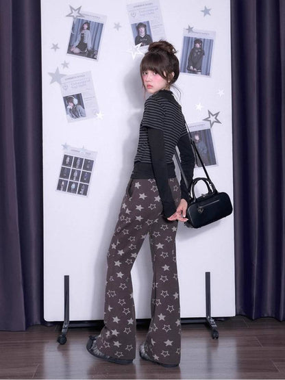 Striped fake two-piece long sleeve T-shirt【s0000011650】