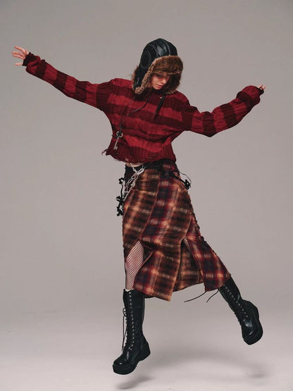 Plaid fishtail skirt【s0000011458】