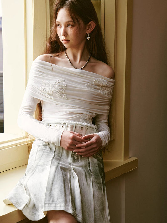 Embroidered one shoulder top【s0000007598】