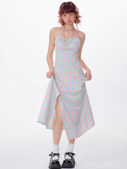 Plaid sleeveless dress【s0000007547】