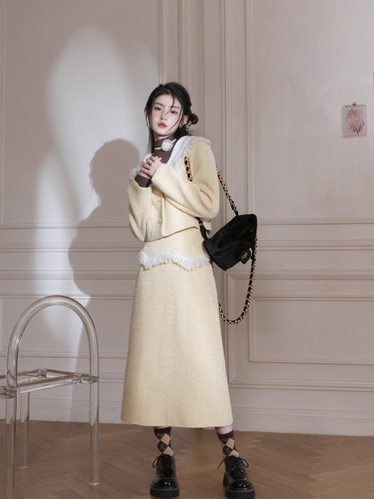 Yellow jacket + skirt set【s0000005797】