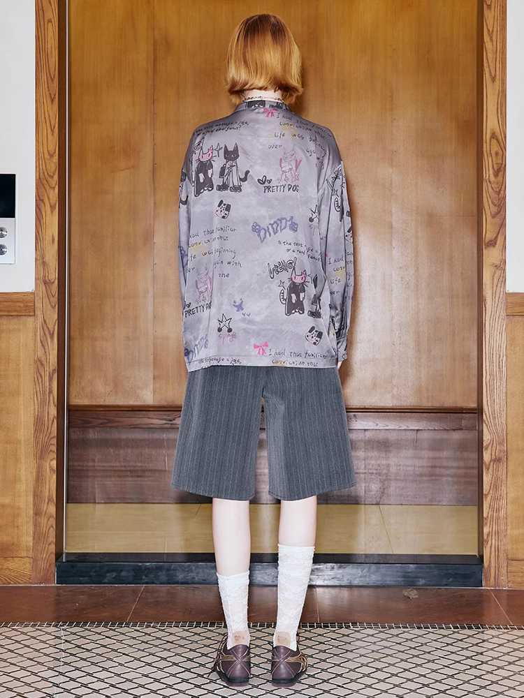 Hand-painted long-sleeved loose shirt【s0000009677】