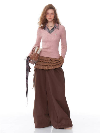 Fake two piece slim fit sweater【s0000011037】