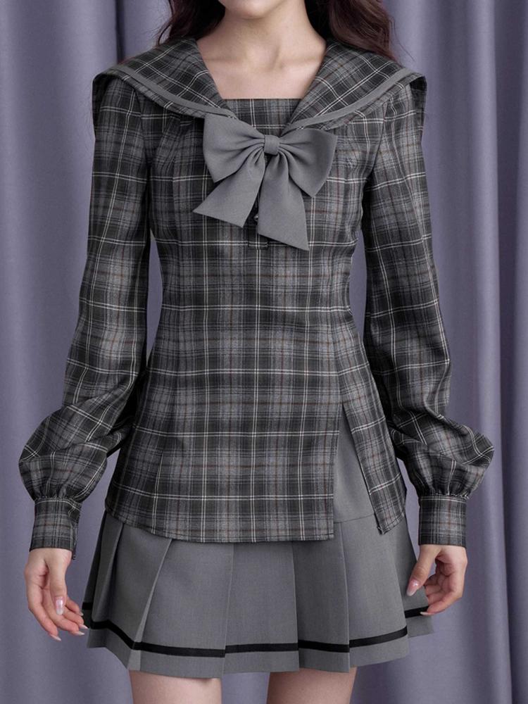 Plaid Sailor Collar Dress Jacket [S0000010697]