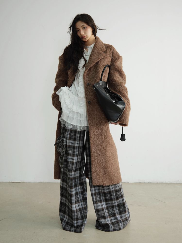 Double Waist Plaid Wide Leg Pants [S0000010929]