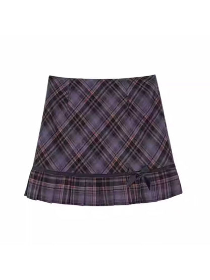 Sweet Purple Plaid Skirt [S0000010669]