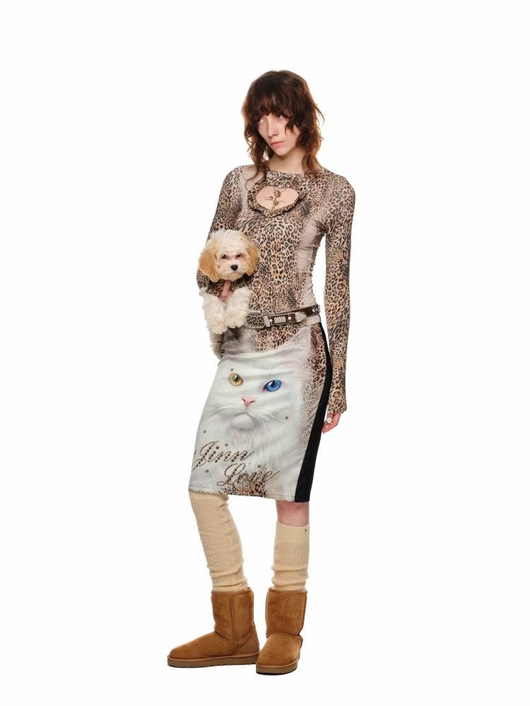 Low waist cat print skirt【s0000011406】