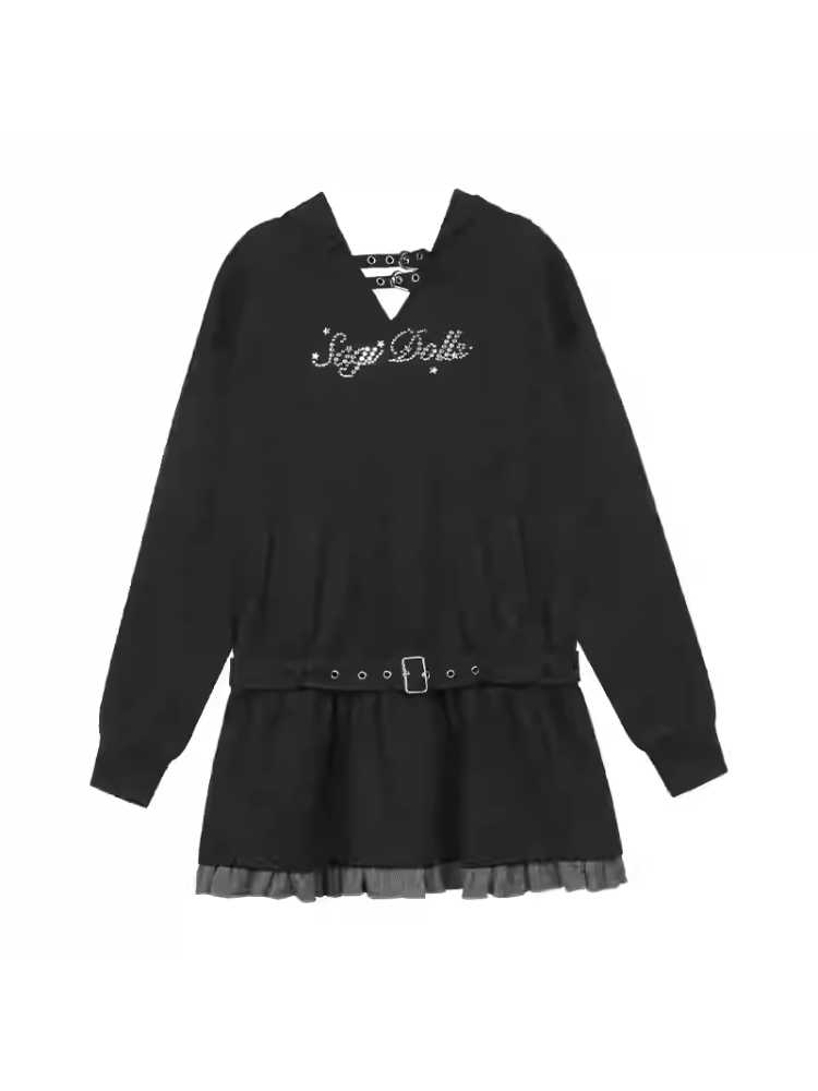 Casual Hooded Loose Sweatshirt Dress [S0000010695]